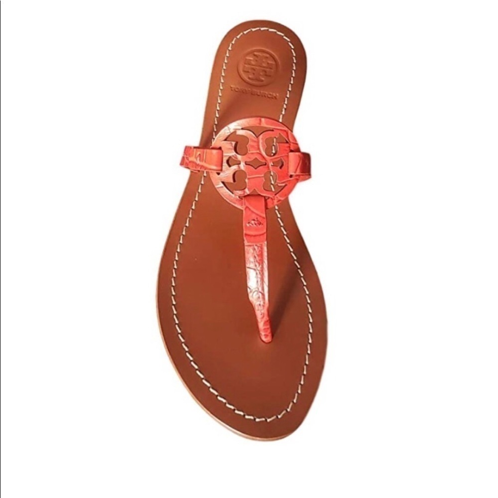 Tory Burch Gabriel Flat Sandal, Croc Embossed - Picture 2 of 5